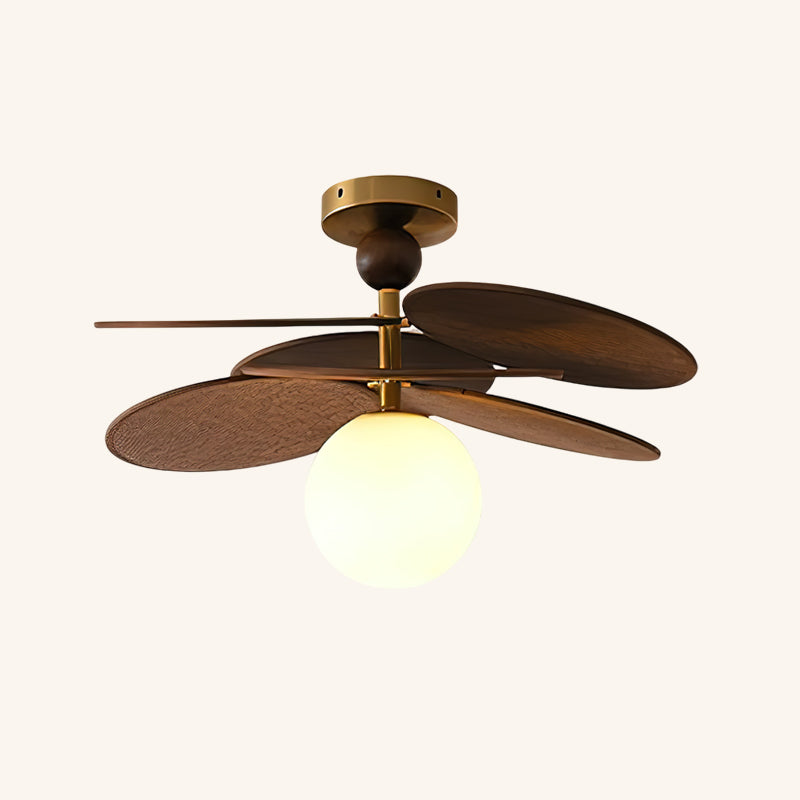 Ceiling Light With E14 Socket Triple Head Walnut Wood
